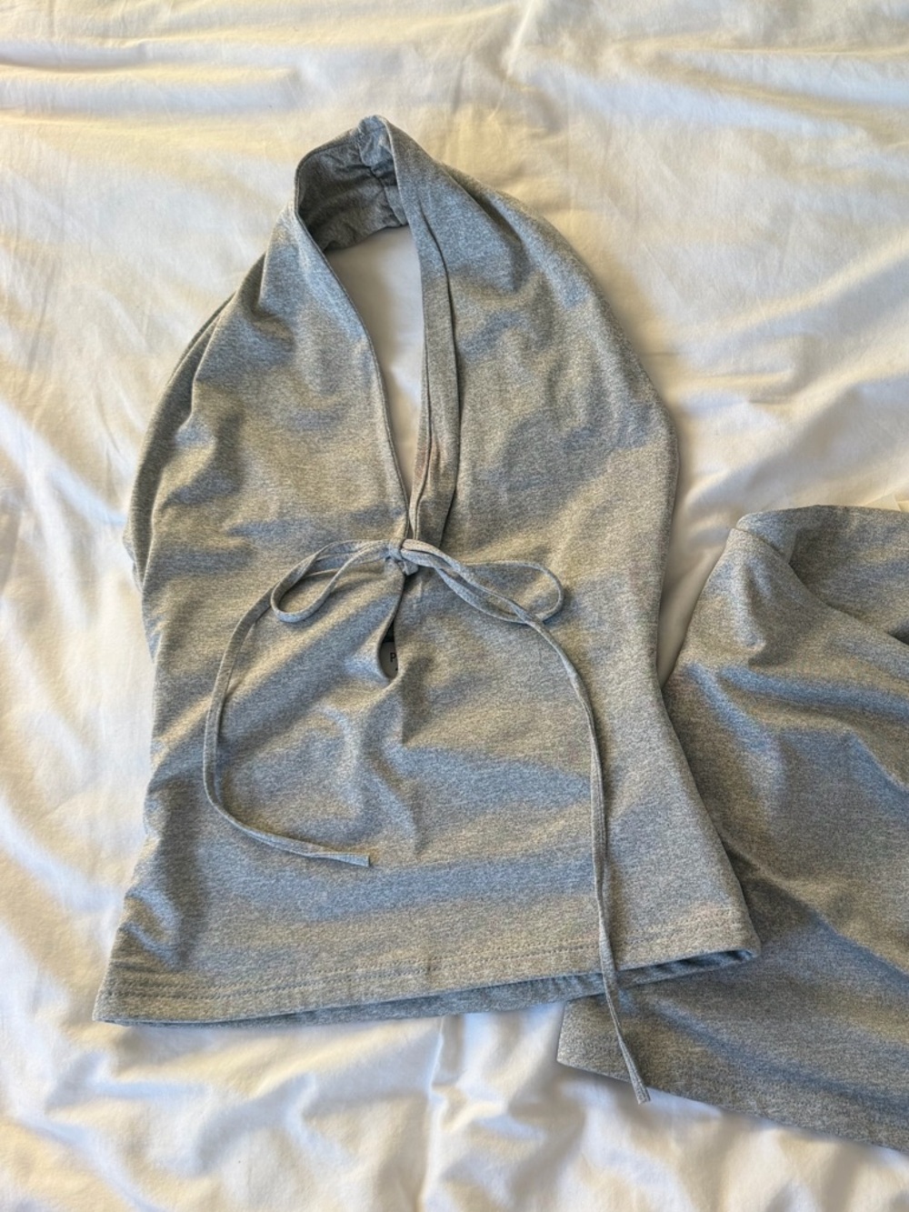Peppermayo Heather Gray Halter Tie-Back Crop Top